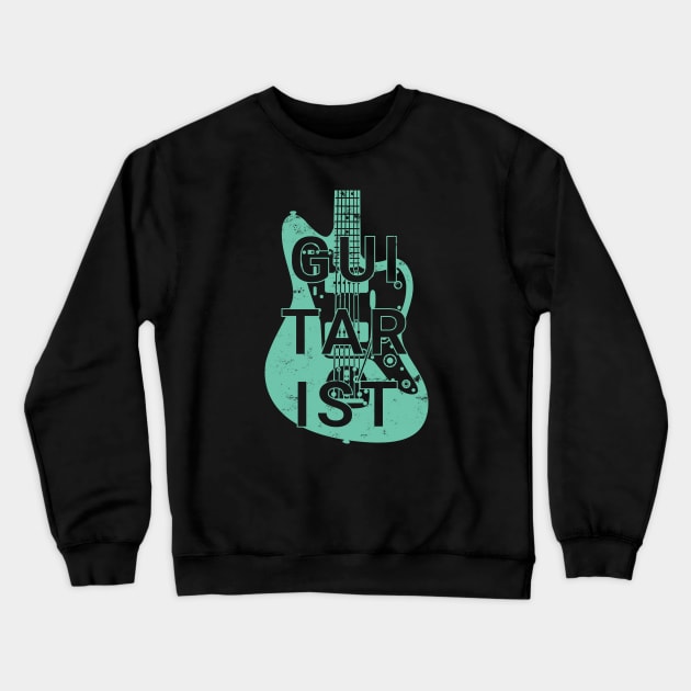 Guitarist Electric Guitar Body Surf Green Color Crewneck Sweatshirt by nightsworthy